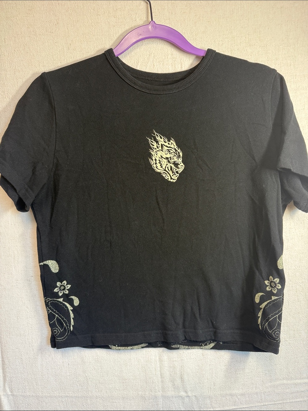 Darc Sport Black Short-Sleeve Tee with Flame Tiger Graphic